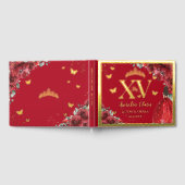 Rode Bloemen Prinses Jurk Quinceañera Quince Gold Gastenboek (Volledig)