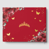 Rode Bloemen Prinses Jurk Quinceañera Quince Gold Gastenboek (Achterkant)