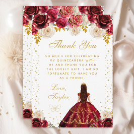 Rode Bloemen Prinses Quinceañera Bedankkaart