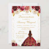 Rode Bloemen Prinses Quinceañera Kaart (Voorkant)