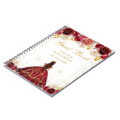 Rode Bloemen Prinses Quinceañera Notitieboek (Linkerzijde)