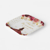 Rode Bloemen Prinses Quinceañera Papieren Bordje (Gebogen)