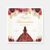 Rode Bloemen Prinses Quinceañera Servet (Voorkant)
