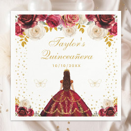 Rode Bloemen Prinses Quinceañera Servet