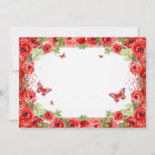 Rode Bloemen Quinceanera kroon Save the Date (Achterkant)