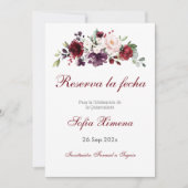 Rode Bloemen Quinceanera Save The Date (Voorkant)