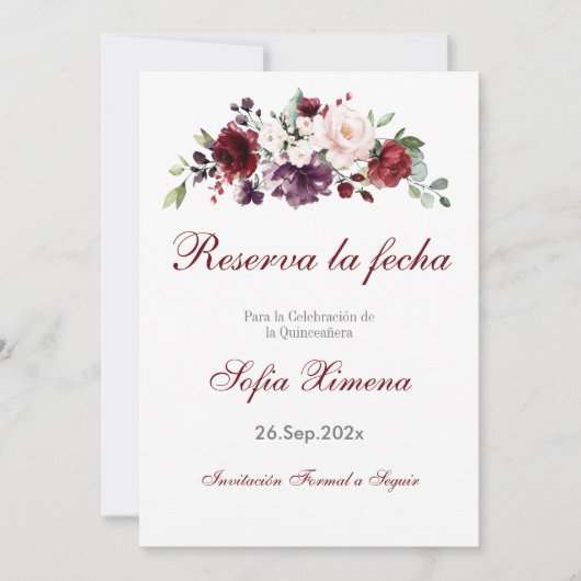 Rode Bloemen Quinceanera Save The Date (Voorkant)