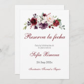 Rode Bloemen Quinceanera Save The Date (Voorkant / Achterkant)