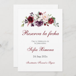 Rode Bloemen Quinceanera Save The Date