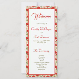 Rode bloemen romantisch huwelijksprogramma