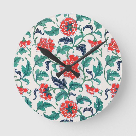 Rode bloemen ronde klok (Voorkant)