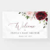 Rode bloemen, roze bloemen, welkom in Baby shower Spandoek (Horizontaal)