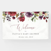 Rode bloemen, roze bloemen, welkom in Baby shower Spandoek (Horizontaal)