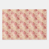  rode bloemen rozen en faux gouden damast inpakpapier vel (Voorkant 3)