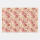  rode bloemen rozen en faux gouden damast inpakpapier vel (Voorkant 2)