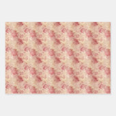  rode bloemen rozen en faux gouden damast inpakpapier vel (Voorkant)