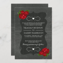 Rode Bloemen Rozen Hout Gotische Bruiloft Nodigt u