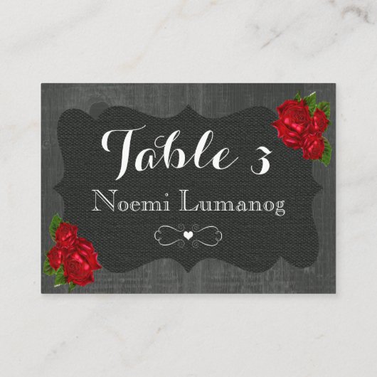Rode Bloemen Rozen Hout Gotische Trouwplaats Kaart Plaatskaartje (Achterkant)