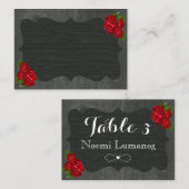 Rode Bloemen Rozen Hout Gotische Trouwplaats Kaart Plaatskaartje (Voorkant / Achterkant)