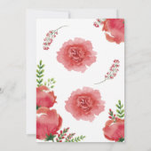 Rode Bloemen Rustiek Elegante Witte Huwelijksuitno Kaart (Achterkant)