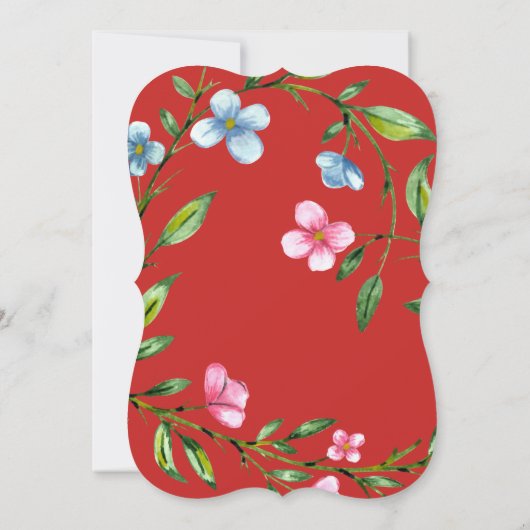  Rode Bloemen Rustieke Huwelijksuitnodiging Kaart (Achterkant)