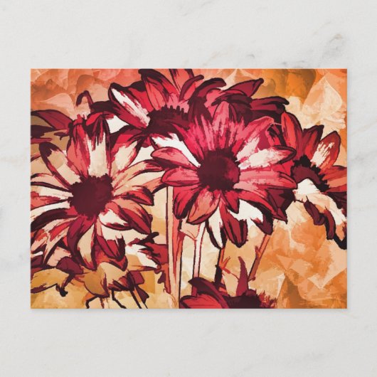 Rode Bloemen Schilderij Briefkaart (Voorkant)