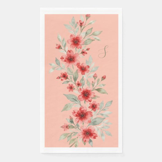 Rode bloemen servet (Voorkant)