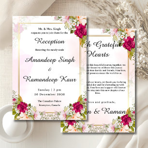 Rode bloemen Sikh receptie uitnodigingskaart Kaart