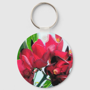 Rode bloemen sleutelhanger