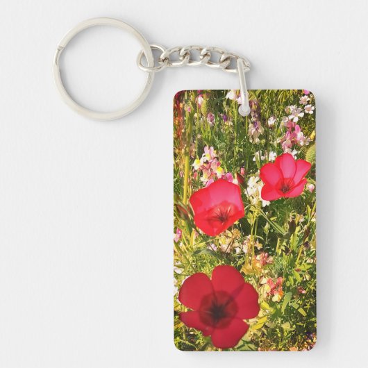 Rode bloemen sleutelhanger (Voorkant)