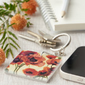 Rode bloemen sleutelhanger (Voorkant Rechts)