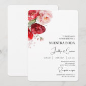 Rode Bloemen Spaanse bruiloft uitnodiging (Voorkant / Achterkant)