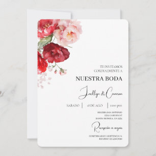 Rode Bloemen Spaanse bruiloft uitnodiging