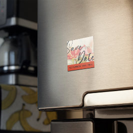 Rode bloemen sparen de datummagneet magneet