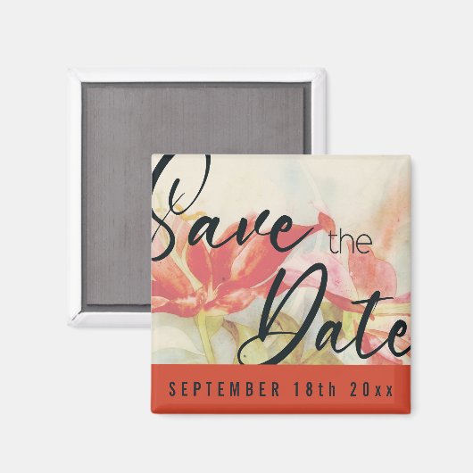 Rode bloemen sparen de datummagneet magneet (Voorkant / Achterkant)