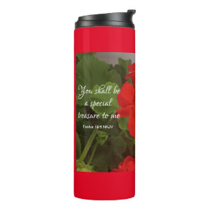 rode bloemen speciale bijbelse schatkist thermosbeker