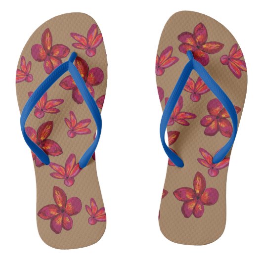 Rode bloemen teenslippers (Voetbed)