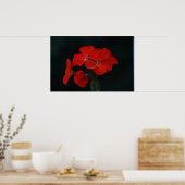 Rode Bloemen Tegen Zwarte Achtergrond Poster (Keuken)