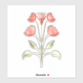 Rode Bloemen Tekening Custom-Cut Vinyl Sticker (Vel)