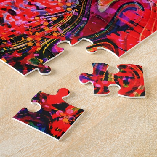 Rode bloemen textuur legpuzzel (Zijkant)