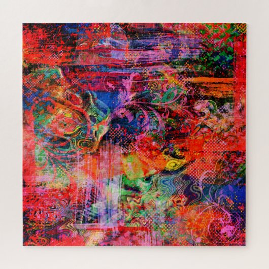 Rode bloemen textuur legpuzzel (Horizontaal)