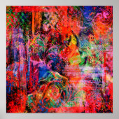 Rode bloemen textuur poster (Voorkant)