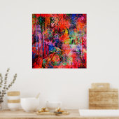 Rode bloemen textuur poster (Keuken)