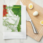 Rode Bloemen Theedoek (Quarter Fold)