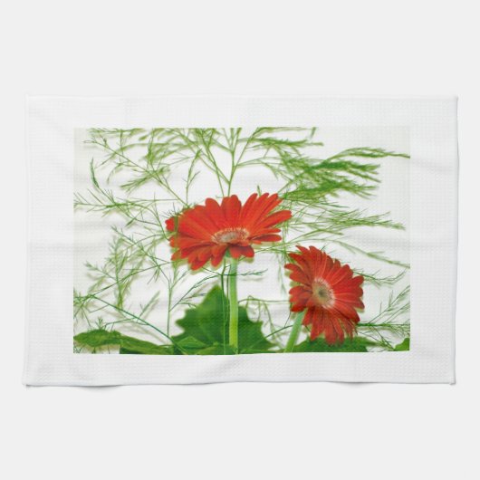 Rode Bloemen Theedoek (Horizontaal)