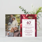 Rode Bloemen Toen En Nu 40e Jubileum 2 Foto Kaart (Staand voorkant)