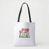 Rode bloemen tote bag (Voorkant)