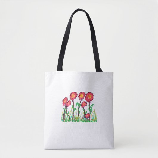 Rode bloemen tote bag (Voorkant)