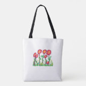 Rode bloemen tote bag (Achterkant)