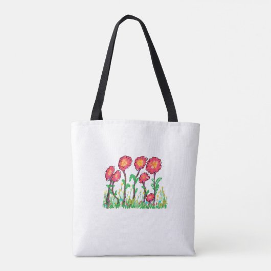 Rode bloemen tote bag (Achterkant)